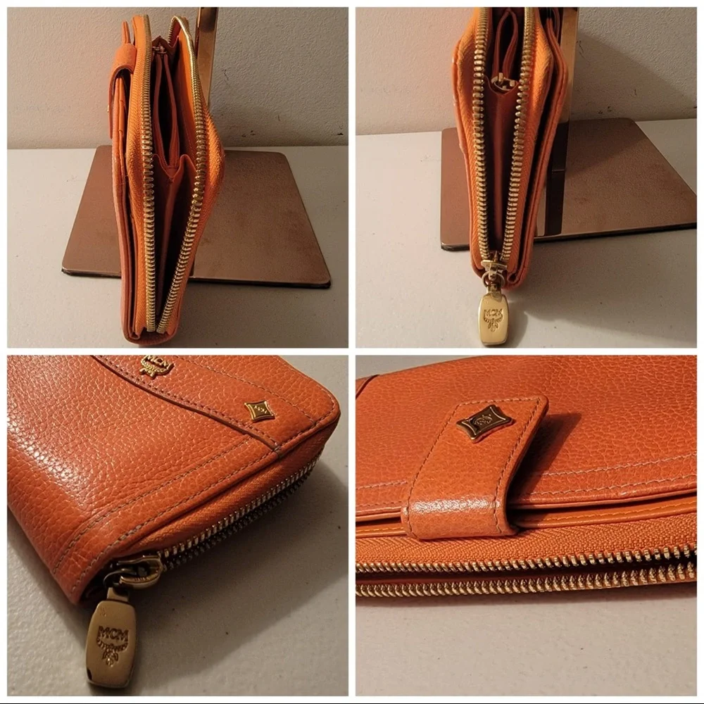 Mcm Orange Caviar Leather wallet - Picture 6 of 6